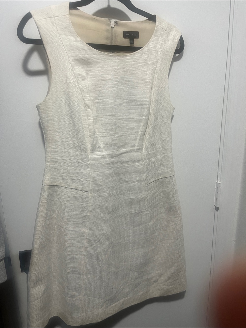 The Limited Cream Textured Sleeveless Midi Dress
